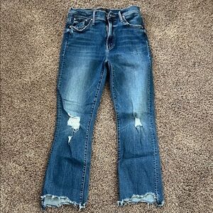 MOTHER Jeans-The Insider Crop Step Chew, Color-Dancing on the Coals, Size 29